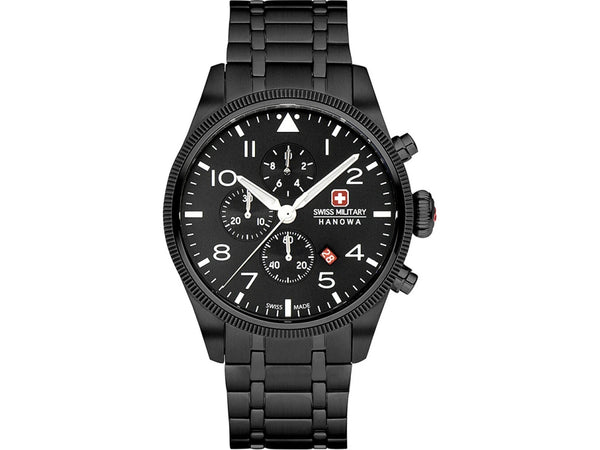 Swiss Military Hanowa Chronograph THUNDERBOLT CHRONO, with high-quality stainless steel bracelet, black