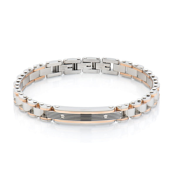 Steel bracelet - Rose pvd - (Length 21 cm)