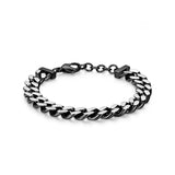 PE CENTURION SS & IP BLACK CURB CHUNKY BRACELET