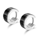 PE EDGE SS &amp; BLACK HUGGIE EARRINGS