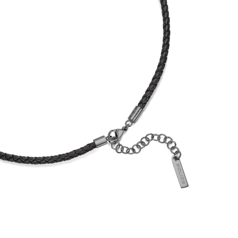 PE GRIPCORD GUN STUDEFFECTMOTIF BLKLEA NECKLACE