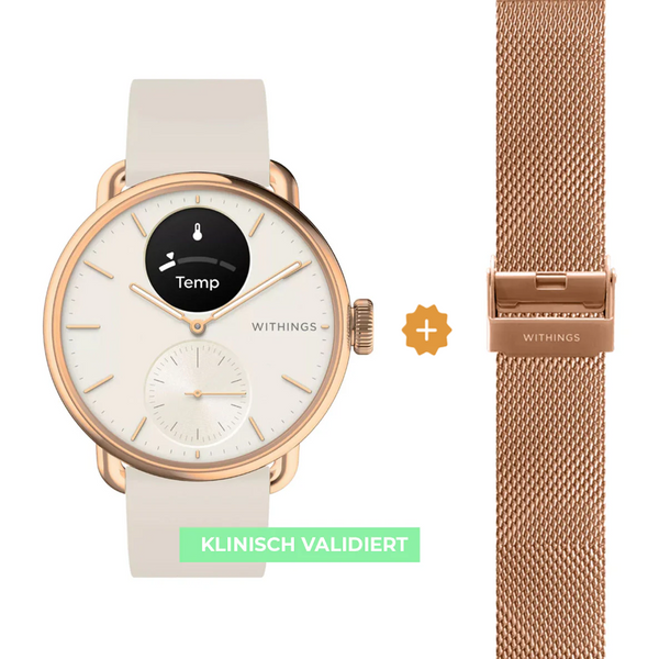 Withings Scanwatch 2 - 38 mm Sabbia | Oro rosa + bracciale originale Withings Milanese in omaggio