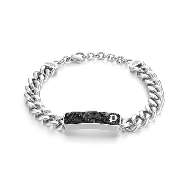 PE WIRE SS CHAIN ​​BLK&amp;GP MESH MOTIF BRACELET