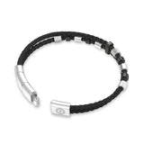 Police Freeway SS & Gun Beads Herren Duo-Lederarmband, Schwarz, Leder