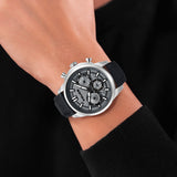 REBEL STAINLESS STEEL STEEL COOL GRAY 10C LEATHER STRAP