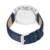 REBEL STAINLESS STEEL STEEL BLUE LEATHER STRAP