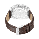 REBEL STAINLESS STEEL STEEL BROWN LEATHER STRAP