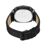 REBEL STAINLESS STEEL IP BLACK CHARCOAL &amp; BLACK DUAL LAYER LEATHER STRAP