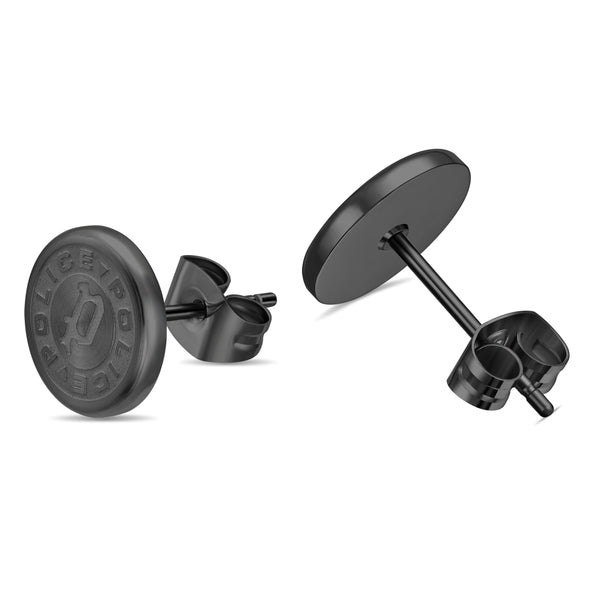 PE PONTEVEDRA II IPBLACK DISC STUD EARRINGS