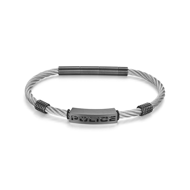 Bracciale da uomo Police con catena in acciaio inossidabile nero 18 cm - Bracciale da uomo con catena argento nero - Bracciale con catena in acciaio da uomo