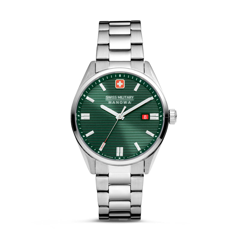 Swiss Military Hanowa Unisex Analogue Wrist Watch Stainless Steel Green 38 mm - Men's Watch Women's Watch Timepiece Wristwatch Chronograph