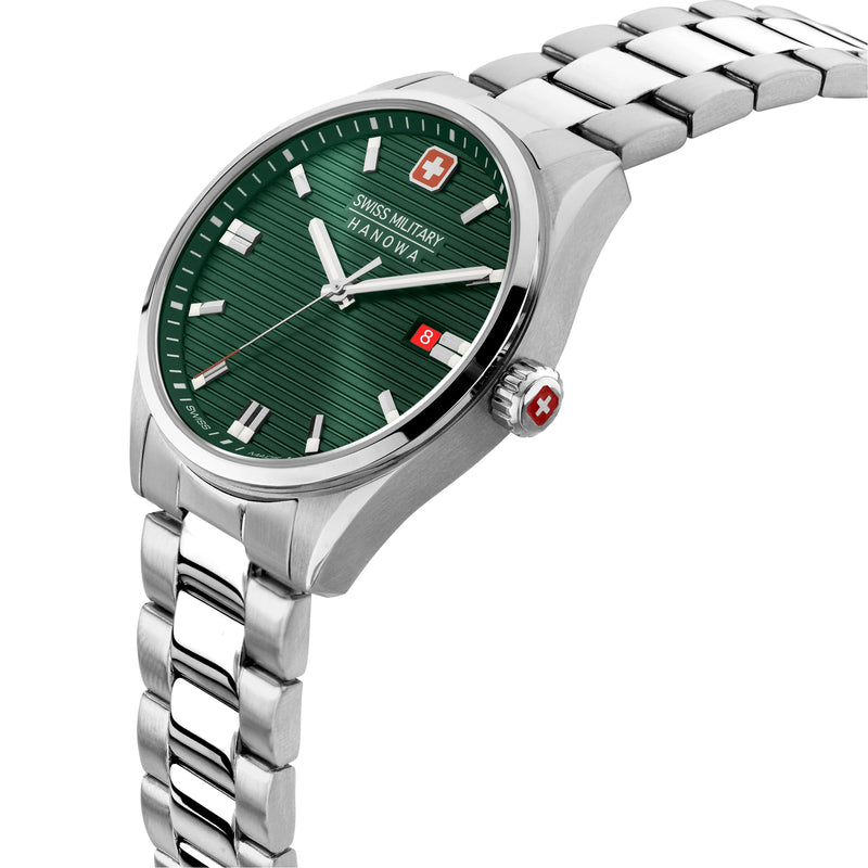 Swiss Military Hanowa Unisex Analogue Wrist Watch Stainless Steel Green 38 mm - Men's Watch Women's Watch Timepiece Wristwatch Chronograph