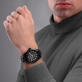 GREYHOUND 42MM STAINLESS STEEL CASE BLACK COLOR LEATHER STRAP