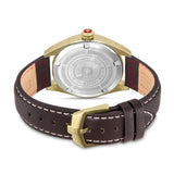 GREYHOUND 42 MM STAINLESS STEEL CASE DARK BROWN LEATHER STRAP