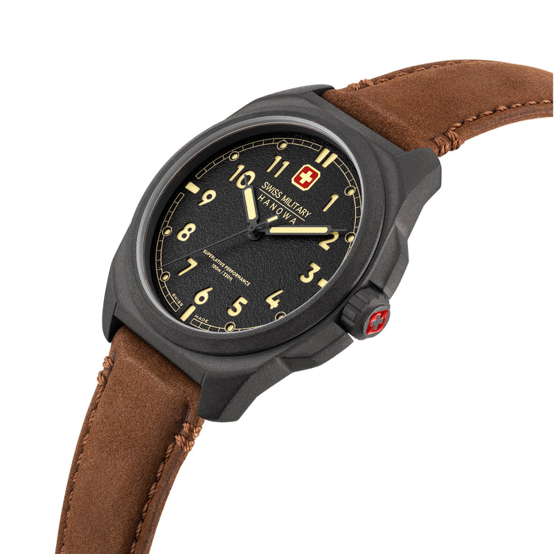 FIELDMASTER 40 MM STAINLESS STEEL CASE BROWN LEATHER STRAP