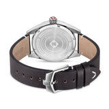 FALCON 42 MM STAINLESS STEEL CASE DARK BROWN LEATHER STRAP