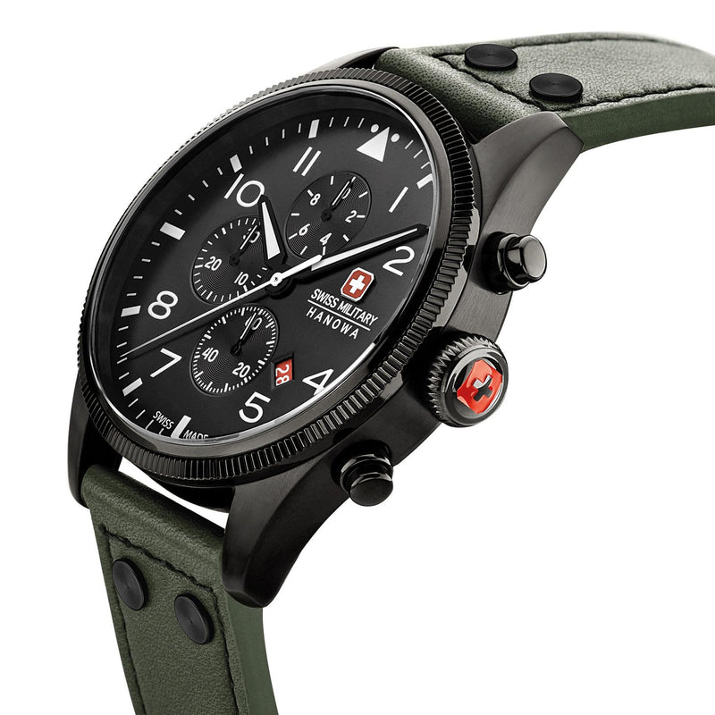 SWISS MILITARY HANOWA Herren Chronograph 'THUNDERBOLT CHRONO' Größe One Size grün / rot / schwarz / weiß