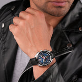 DEFENDER 41MM STAINLESS STEEL CASE BLACK COLOR LEATHER STRAP