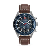 GREYHOUND CHRONO 43 MM STAINLESS STEEL CASE BROWN LEATHER STRAP