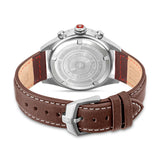 GREYHOUND CHRONO 43MM STAINLESS STEEL CASE BROWN LEATHER STRAP