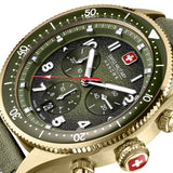 GREYHOUND CHRONO 43 MM STAINLESS STEEL CASE OLIVE LEATHER STRAP