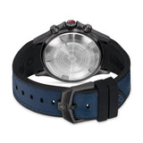 WATCHMAN 43 MM GUN METAL PLATED CASE BLACK SILICON / BLUE LEATHER SILICON &amp; LEATHER STRAP