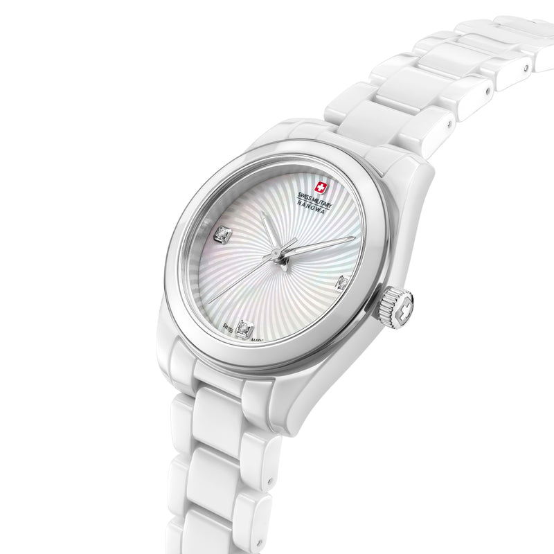 SWISS RECRUIT LADY CERAMIC 31.5 MM CERAMIC CASE WHITE CERAMIC BRACELET