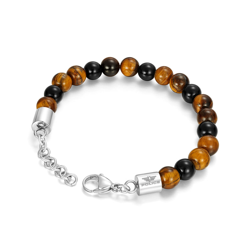 Police Men's Bracelet Tiger Eye Black Beads Stainless Steel Bracelet Men's Jewelry Chain Gift