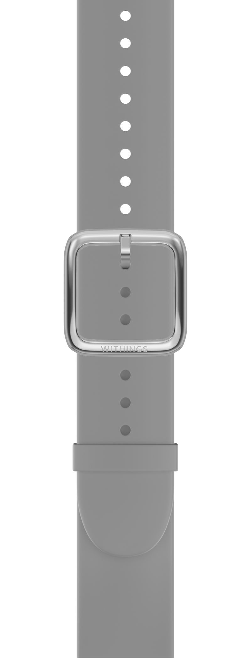 Premium Silicon wristband grey, silver buckle, 18mm